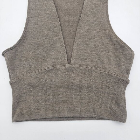Aritzia Wilfred Free Valeria Deep V-Neck Top XS, Taupe - Picture 2 of 11